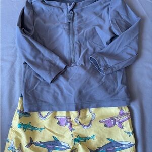 Simple Joys Yellow Shark Print Swim Shorts